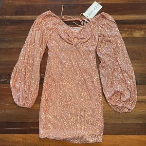 Saints and Secrets night out, sequined roses gold dress, size small